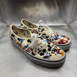Size M6/W7.5 Vans x Disney Authentic Mickeys Birthday Unisex White Sneakers